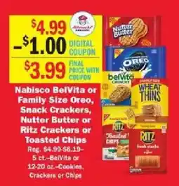 Schnucks Nabisco BelVita or Family Size Oreo, Snack Crackers, Nutter Butter or Ritz Crackers or Toasted Chips offer