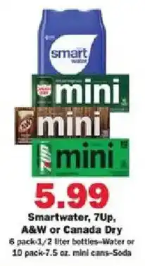 Schnucks Smartwater, 7Up, A&W or Canada Dry offer