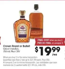 Food 4 Less Crown Royal or Bulleit offer