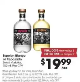 Food 4 Less Espolon Blanco or Reposado offer