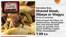 Sunset Foods Demakes Bros. Shaved Steak, Ribeye or Wagyu offer