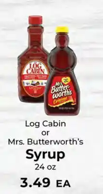 Sunset Foods Log Cabin or Mrs. Butterworth's Syrup offer