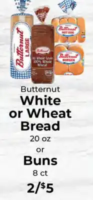 Sunset Foods Butternut White or Wheat Bread or Buns offer
