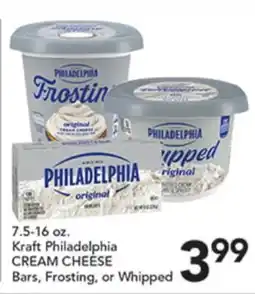 Pete's Fresh Market Kraft Philadelphia CREAM CHEESE Bars, Frosting, or Whipped offer
