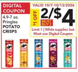 Pete's Fresh Market 4.9-7 oz. Pringles POTATO CRISPS offer