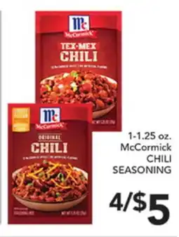 Pete's Fresh Market 1-1.25 oz. McCormick CHILI SEASONING offer