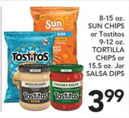 Pete's Fresh Market 8-15 oz. SUN CHIPS or Tostitos 9-12 oz. TORTILLA CHIPS or 15.5 oz. Jar SALSA DIPS offer