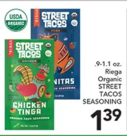 Pete's Fresh Market 9-1.1 oz. Riega Organic STREET TACOS SEASONING offer