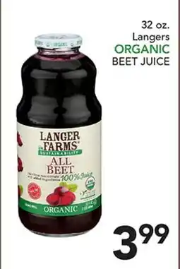 Pete's Fresh Market LANGERS ORGANIC BEET JUICE offer