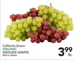 Pete's Fresh Market California Grown ORGANIC SEEDLESS GRAPES offer