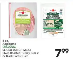 Pete's Fresh Market Applegate ORGANIC SLICED LUNCH MEAT offer
