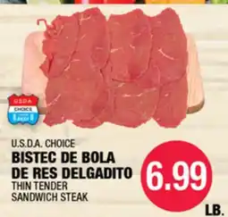 Carnicerias Jimenez U.S.D.A CHOICE BISTEC DE BOLA DE RES DELGADITO offer