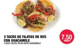 Carnicerias Jimenez 3 TACOS DE FAJITAS DE RES CON GUACAMOLE offer
