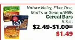 Living Fresh Market Nature Valley, Fiber One, Mott's or General Mills Cereal Bars offer