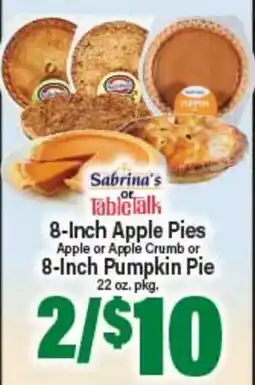 Angelo Caputo's Fresh Market Sabrina's or TabiTalk 8-Inch Apple Pies, Apple or Apple Crumb or 8-Inch Pumpkin Pie offer
