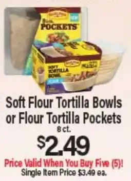 Angelo Caputo's Fresh Market Soft Flour Tortilla Bowls or Flour Tortilla Pockets offer