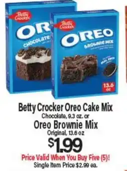 Angelo Caputo's Fresh Market Betty Crocker Oreo Cake Mix (Chocolate, 9.3 oz.) or Oreo Brownie Mix (Original, 13.6 oz.) offer