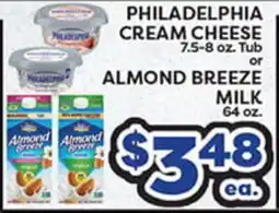 Torres Supermercado PHILADELPHIA CREAM CHEESE ALMOND BREEZE MILK offer