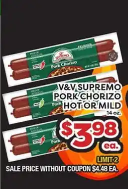 Torres Supermercado V&V SUPREMO PORK CHORIZO HOT OR MILD offer