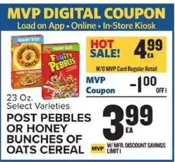 Food Lion Post Pebbles or Honey Bunches of Oats Cereal offer