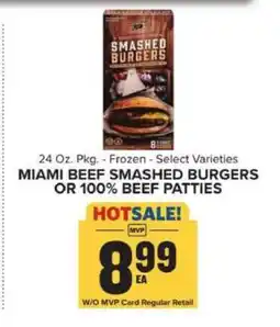 Food Lion Miami Beef Smashed Burgers or 100% Beef Patties offer