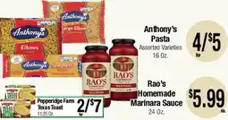 Big Saver Foods Anthony's Pasta, Rao's Homemade Marinara Sauce offer