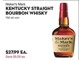 Bristol Farms Maker's Mark KENTUCKY STRAIGHT BOURBON WHISKY offer