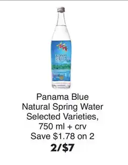 Bristol Farms Panama Blue Natural Spring Water offer