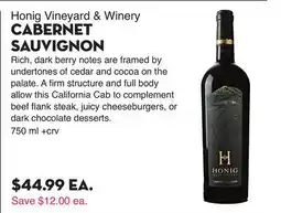Bristol Farms Honig Vineyard & Winery CABERNET SAUVIGNON offer