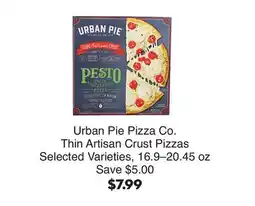 Bristol Farms Urban Pie Pizza Co. Thin Artisan Crust Pizzas offer