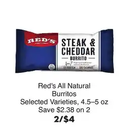 Bristol Farms Red's All Natural Burritos offer