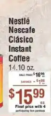 Smart & Final Nestle Nescafe Clasico Instant Coffee offer