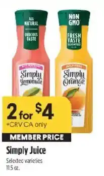 Raley's Simply Juice offer