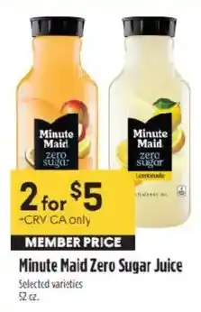 Raley's Minute Maid Zero Sugar Juice offer