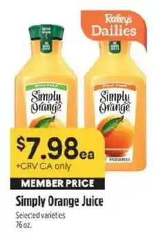 Raley's Raley's dailies simply orange juice offer