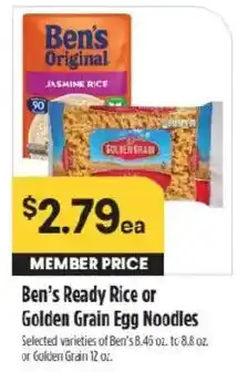 Raley's Ben's Ready Rice or Golden Grain Egg Noodles offer