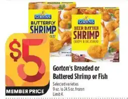 Raley's Gorton's Breaded or Battered Shrimp or Fish offer