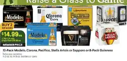 Raley's 12-Pack Modelo, Corona, Pacifico, Stella Artois or Sapporo or 8-Pack Guinness offer