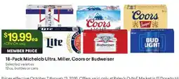 Raley's 18-Pack Michelob Ultra, Miller, Coors or Budweiser offer