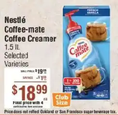 Smart & Final Nestle coffee-mate coffee creamer offer