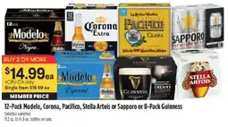 Raley's 12-Pack Modelo, Corona, Pacifico, Stella Artois or Sapporo or 8-Pack Guinness offer