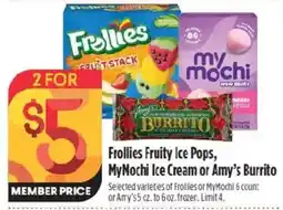 Raley's Frollies Fruity Ice Pops, MyMochi Ice Cream or Amy's Burrito offer
