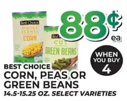 Price Cutter Best Choice corn, peas or green beans offer