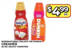 Price Cutter International Delight or Dunkin Creamer offer