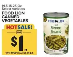 Food Lion Food Lion canned vegetables offer
