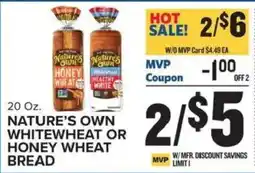 Food Lion Nature's Own White Wheat or Honey Wheat Bread offer