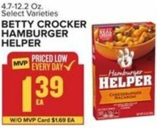 Food Lion Betty Crocker Hamburger Helper offer