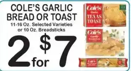 Foodland Cole's garlic bread or toast offer