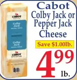 DeMoulas Market Basket Cabot Colby Jack or Pepper Jack Cheese offer