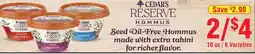 DeMoulas Market Basket Cedar's Reserve Hommus offer